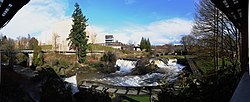 Panoramic view of the upper falls & the former Olympia Brewery, 2011