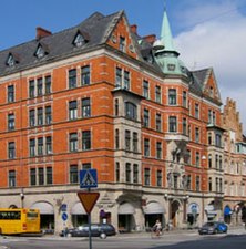 Wienska palatset vid Östergatan, Malmö, ritat 1895.