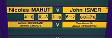 Wimbledon 2010, John Isner vs Nicolas Mahut scoreboard Wimbledon Isner Mahut Longest Match.jpg