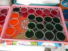 Various types of flavored gulaman sold in plastic cups 05269jfFoods of Bulacan Philippinesfvf 22.jpg