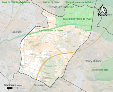 Carte des ZNIEFF de type 1 sur la commune.