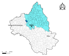 Saint-Christophe-Vallon dans l'arrondissement de Rodez en 2020.