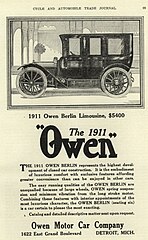 1910 Owen Motor Car advertisement in the Cycle and Automobile Trade Journal