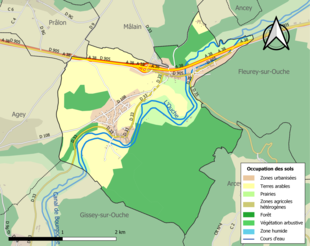 Carte en couleurs présentant l'occupation des sols.