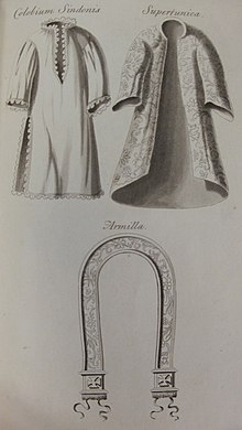 The Colobium sindonis, Supertunica and Stole Royal used in the 1661 coronation of Charles II A Circumstantial Account of the Preparations for the Coronation of His Majesty King Charles the Second 1820 h.jpg