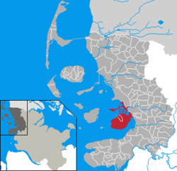 Map of Dithmarschen highlighting Nordstrand