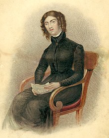 Watercolour portrait of Lister, probably by a Mrs Turner of Halifax, 1822 Anne Lister Restoration.jpg