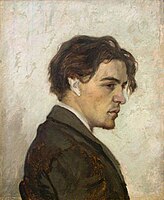 Onvoltooid portret van Anton Tsjechov door zijn broer Nikolaj, 1884, Tsjechovmuseum, Moskou[8]