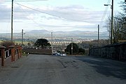 Craigmore Viaduct with the Mournes in the background, seen from Bessbrook near Newry station.