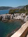 Cap Ferrat, Badende in kleiner Bucht, Blickrichtung Villefranche