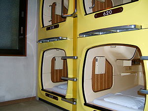 Capsules in capsule hotel