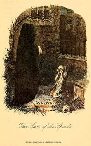 O último dos espíritos, ilustração de John Leech na primeira edição de A Christmas Carol