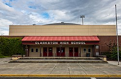 The front entrance for Clarkston High School