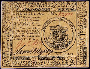 Continental Currency $1 banknote obverse (February 17, 1776).jpg