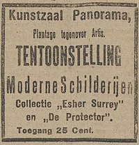 A Advertentie tentoonstelling Kunstzaal Panorama Amsterdam 1916