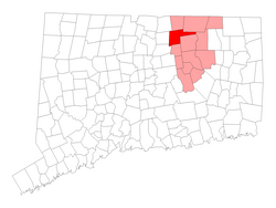 Location in Tolland County, Connecticut