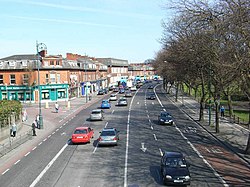 Fairview pictured from the pedestrian bridge, with the park located to the right