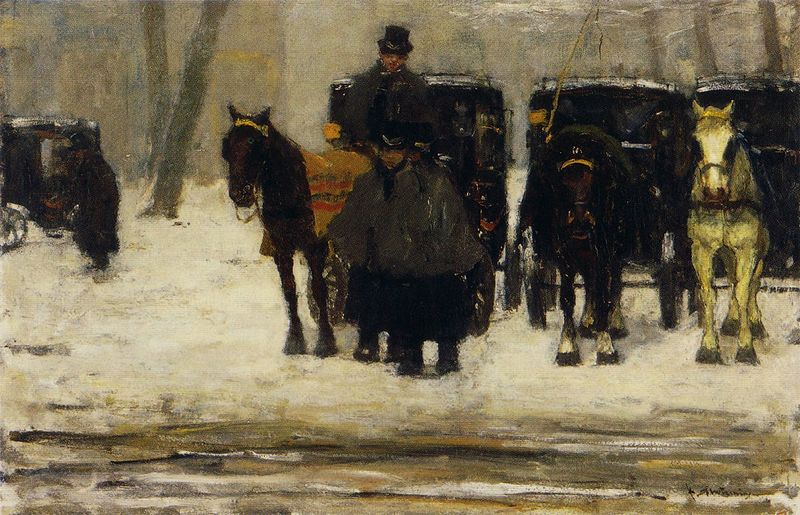 Archivo: Floris Arntzenius - Huurkoetsen en de sneeuw.jpg