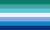 Bandeira provisoriamente proposta para representar homens gays, com tons de turquesa, branco pastelizado e azul[12]