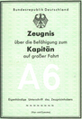 Kapitänspatent A6/AG Große Fahrt - 1965