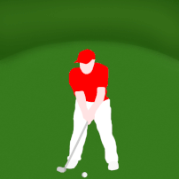 An animation of a full golf swing displaying the appropriate and professional technique. Each of the 9 frames in the animation are based on this image. The animation was made in both Adobe Photoshop CS and Adobe ImageReady.