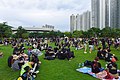 香港單車館公園有大量遊行人士休息