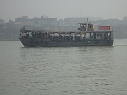 Boat view from bank of Hoogly river Kolkata