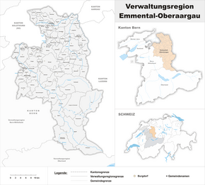 Karte von Verwaltungsregion Emmental-Oberaargau