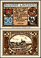 50 Pfennig Notgeldschein der Stadt Laufen (Salzach) (1920), RS: Stadtansicht