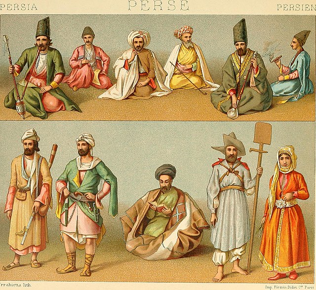 Examples of Persian clothing from book, Le costume historique (1888)