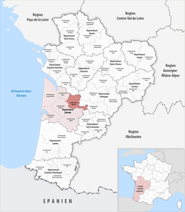 Location within the region Nouvelle-Aquitaine