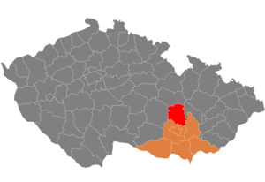 Lokasi daerah di Wilayah Moravia Selatan dalam negara Republik Czech