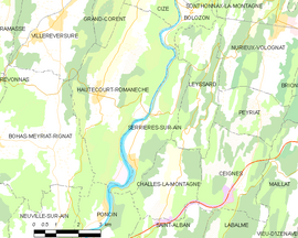 Mapa obce Serrières-sur-Ain