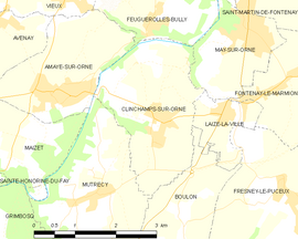 Mapa obce Clinchamps-sur-Orne