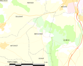 Mapa obce Bergonne