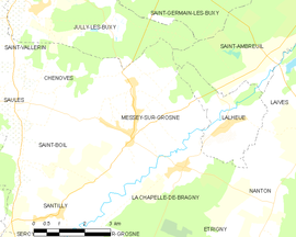 Mapa obce Messey-sur-Grosne