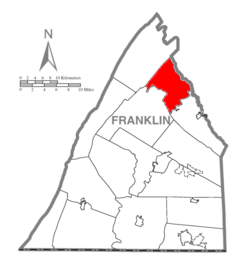 Map of Franklin County, Pennsylvania highlighting Lurgan Township