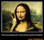 "Mona Lisa efter tio dagar med Facebook-konto" (kommentar angående sociala mediers inverkan).