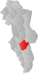 Mapa do condado de Hedmark com Elverum em destaque.