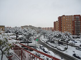 Vista del quartiere durante la nevicata di febbraio 2012