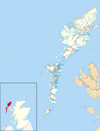 Map showing the location of Barra in relation to the rest of the Outer Hebrides and the north coast of Scotland