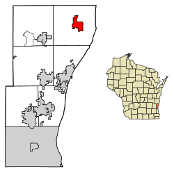 Location of Belgium in Ozaukee County, Wisconsin.