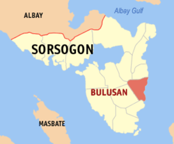 Mapa de Sorsogon con Bulusan resaltado