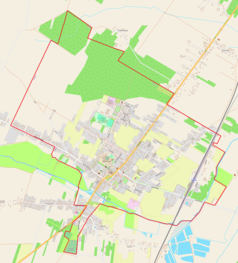 Mapa konturowa Rozprzy, po prawej nieco na dole znajduje się punkt z opisem „Rozprza”