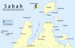 Lokasi Pulau Balambangan di Laut Sulu