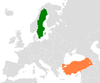 Location map for Sweden and Turkey.