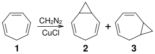 Synthese von Homotropiliden durch Cyclopropanisierung von Tropiliden mit Diazomethan unter CuCl-Katalyse