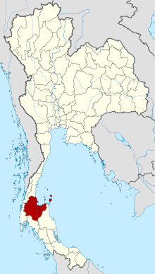 Peta Thailand dengan Provinsi Surat Thani yang diarsir