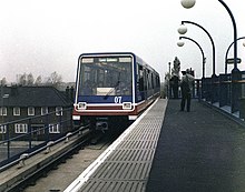 Island Gardens in 1987 with a train