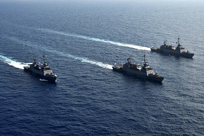 File:Three Sa'ar 5 Class Missile Corvettes Going For a Cruise.jpg